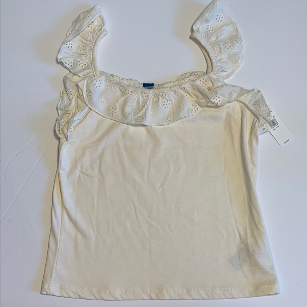 NWT Old Navy Cream Ruffled Girl's XL 14-16 Top